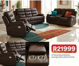 OK Furniture 3-piece nova recliner lounge suite with console offer