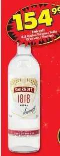 Shoprite Liquor Smirnoff - 1818 original/infusions vodka offer