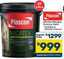 Pick n Pay Hypermarket Plascon 20 Litre Micatex Exterior Paint offer