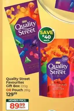 Dis-Chem Quality Street Favourites Gift Box 220g OR Pouch 281g offer