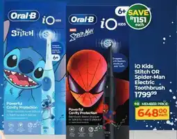 Dis-Chem Oral-B iO Kids Stitch OR Spider-Man Electric Toothbrush offer