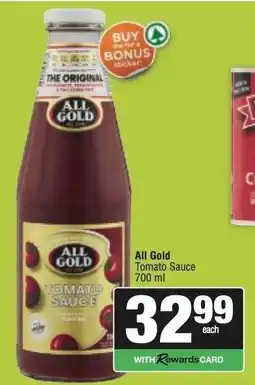 Spar ALL GOLD Tomato Sauce offer