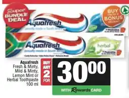 Spar AQUAFRESH TOOTHPASTE offer