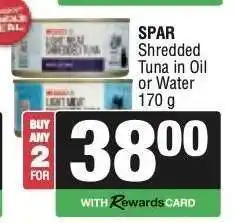 Spar SPAR Shredded Tuna in Oil or Water 170 g offer