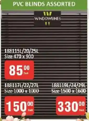 PVC BLINDS ASSORTED WINDOWLINES