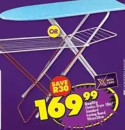 Shoprite Quality clothes dryer 18m / ironing board 90cmx30cm offer