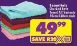 Shoprite Essentials Checked Bath Towel offer