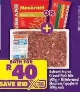 Shoprite Eskort - frozen ground pork mix + ritebrand macaroni/spaghetti offer