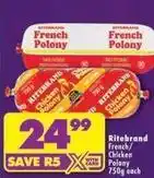 Shoprite Ritebrand - french chicken polony offer
