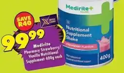 Shoprite Pharmacy strawberry/vanilla nutritional supplement offer