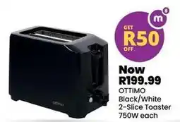 Shoprite Ottimo - black/white 2-slice toaster 750w each offer