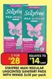 Shoprite Stayfree - maxi regular unscented sanitary pads with wings offer