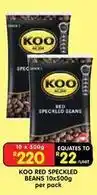 Shoprite Koo - red speckled beans 10x500g offer