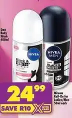 Shoprite Nivea - roll-on for ladies/men offer