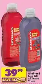Shoprite Ritebrand - foam bath offer