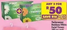 Shoprite Twinsaver - rainbow/white facial tissues offer