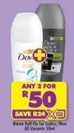 Shoprite Dove Roll-On for Ladies/Men offer