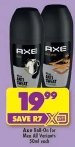 Shoprite Axe Roll-On for Men All Variants offer
