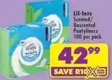 Shoprite Lil-lets - scented/unscented pantyliners offer