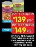 Shoprite Pride - mixed vegetables in curry sauce/vegetables in sweetened brine offer