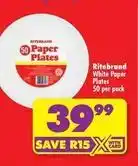 Shoprite Ritebrand - paper plates offer