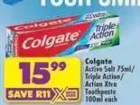 Shoprite Colgate - active salt / triple action / action xtra toothpaste offer