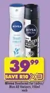 Shoprite Nivea - deodorant for ladies/men offer