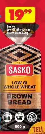 Shoprite Sasko - low gi wholewheat brown bread 800g offer