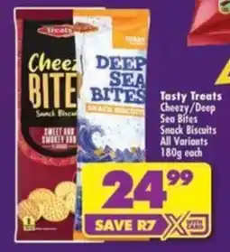 Shoprite Tasty Treats Cheezy/Deep Sea Bites Snack Biscuits offer
