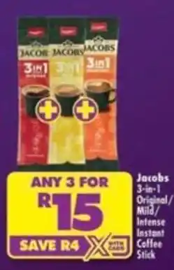 Shoprite Jacobs 3-in-1 Original/Mild/Intense Instant Coffee Stick offer