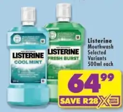 Shoprite Listerine Mouthwash Selected Variants offer
