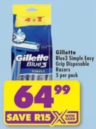 Gillette Blue3 Simple Easy Grip Disposable Razors