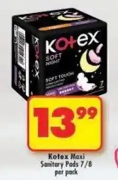 Shoprite Kotex Maxi Sanitary Pads offer