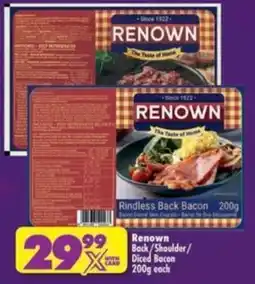 Shoprite Renown Rindless Back Bacon offer
