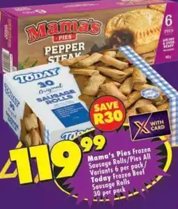 Shoprite Mama's Pies Frozen Sausage Rolls/Pies All Variants offer