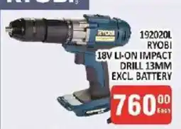 KitKat Cash and Carry RYOBI 18V LI-ON IMPACT DRILL 13MM offer