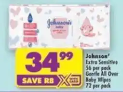 Shoprite Johnson's Extra Sensitive Baby Wipes offer