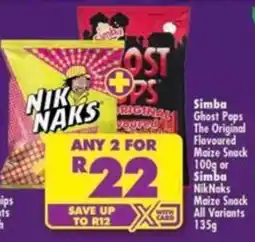 Shoprite Simba Ghost Pops The Original Flavoured Maize Snack offer