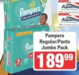 Frontline Pampers Regular/Pants Jumbo Pack offer