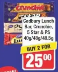 Frontline Cadbury Lunch Bar, Crunchie, 5 Star & PS offer