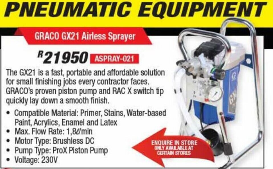 Graco GX21 Airless Sprayers offer at Adendorff Machinery Mart
