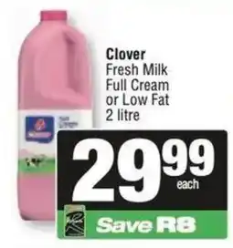 Spar Clover Fresh Milk Full Cream or Low Fat offer