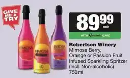 Spar Robertson Winery Mimosa Berry, Orange or Passion Fruit Infused Sparkling Spritzer offer