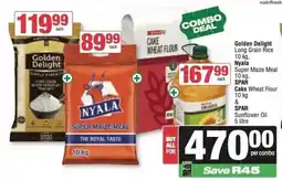 Spar Golden Delight Long Grain Rice, Nyala Super Maize Meal, SPAR Cake Wheat Flour & SPAR Sunflower Oil offer