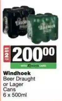 Spar Windhoek Beer Draught or Lager Cans offer