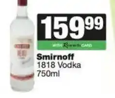 Spar Smirnoff 1818 Vodka offer