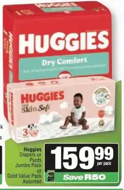 Spar Huggies Diapers or Pants Jumbo Pack or Gold Value Pack Assorted offer