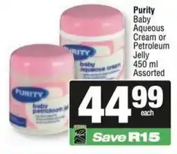 Spar Purity Baby Aqueous Cream or Petroleum Jelly Assorted offer