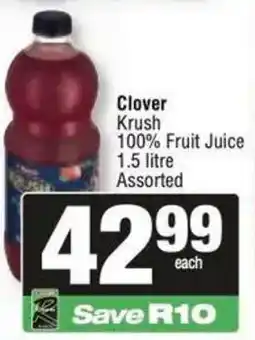 Spar Clover Krush 100% Fruit Juice Assorted offer