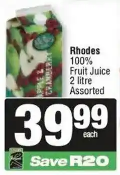 Spar Rhodes 100% Fruit Juice Assorted offer